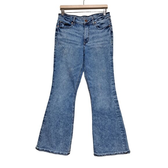 Edgely Jeans Woman 12 Flare Leg Denim Medium Wash High Rise Stretchy Comfortable - Picture 1 of 8